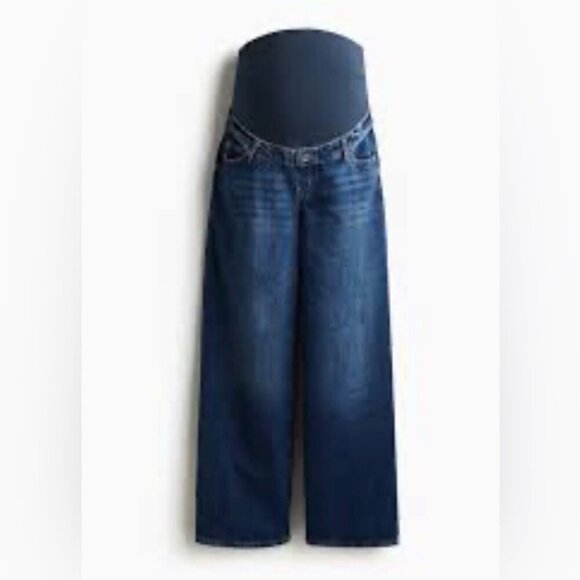 H&M Mama Wide High-Rise Rib Maternity Jeans Dark Blue | Size S NWT - Picture 5 of 5